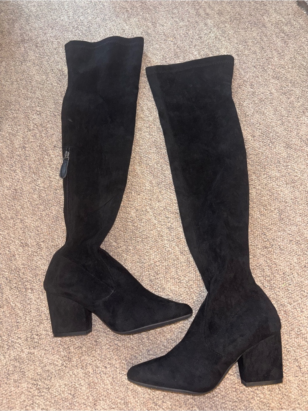Classic Black Over-The-Knee Block Heel Boots
